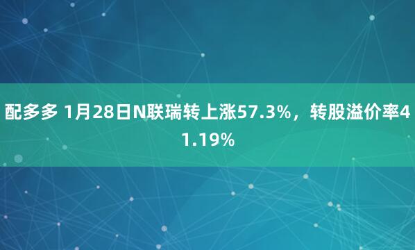 配多多 1月28日N联瑞转上涨57.3%，转股溢价率41.19%